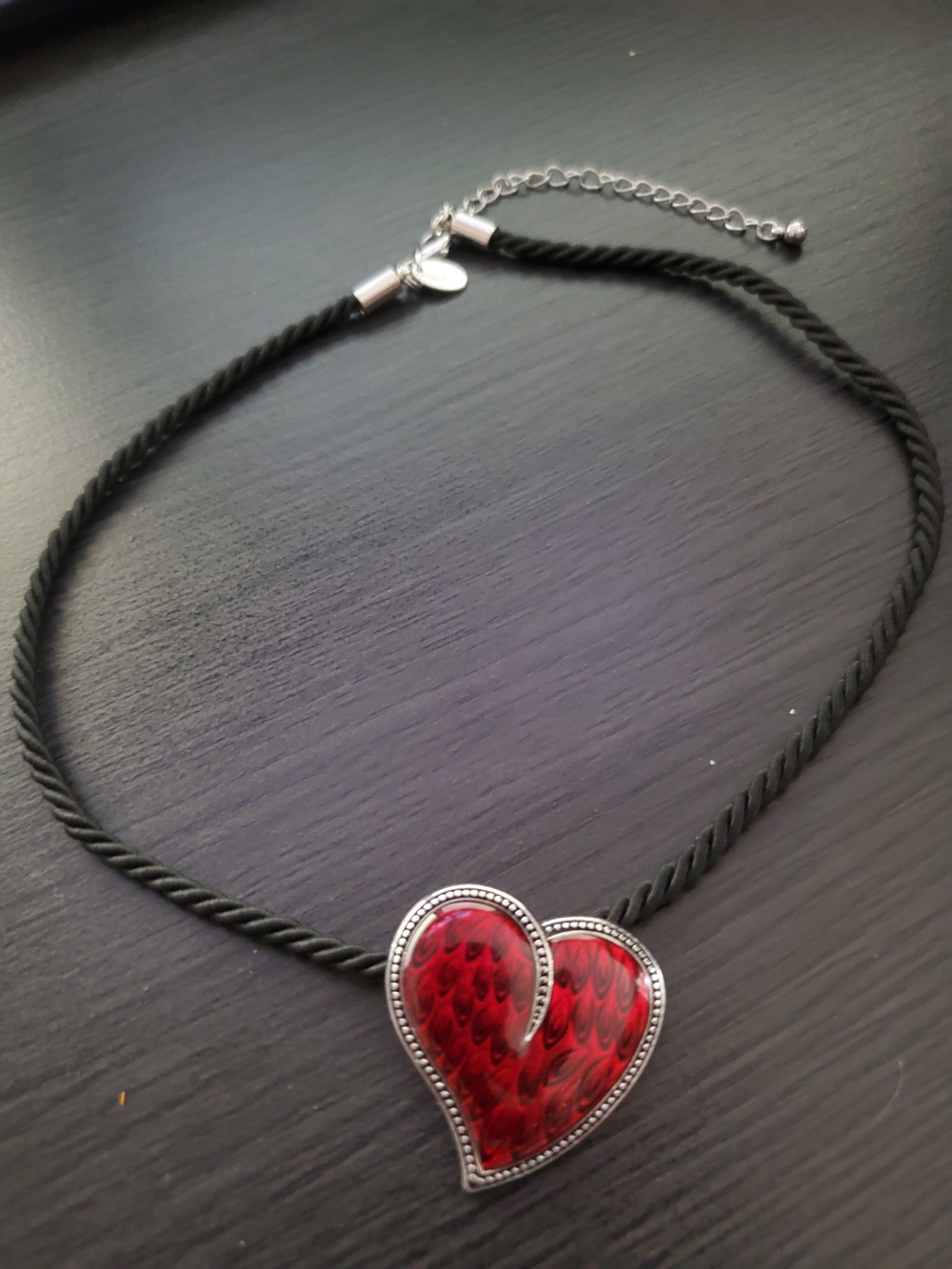 Lia Sophia Burning Heart Pendant Necklace with Black Cord